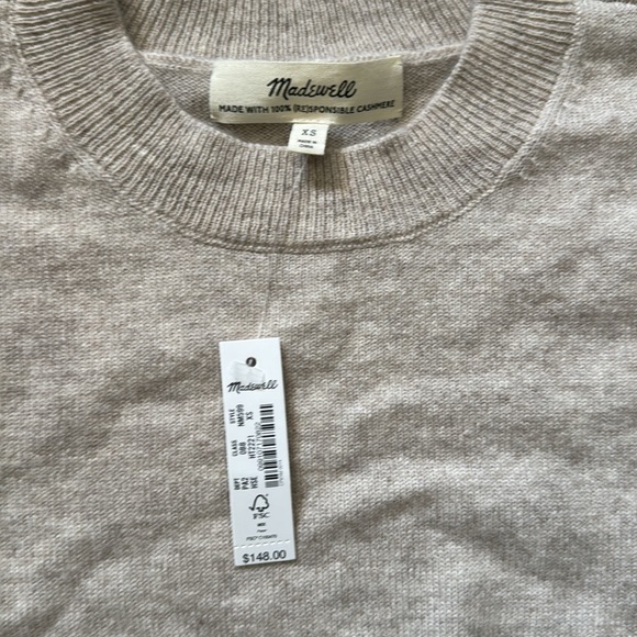 Madewell Re)sponsible Cashmere Oversized Crewneck Sweater heather seashe… - Picture 8 of 11